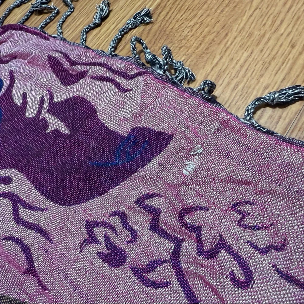 Vintage Wolf Tapestry Blanket Reversible Wall‎ Hanging Lodge Boho Rustic 97x89